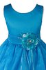 Schaufel-Ausschnitt Empire Taille Reißverschluss A-Line knöchellanges Blumenmädchenkleid - 2
