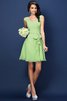 Vestido de Dama de Honor de Corte-A en Gasa de Cremallera de Natural de Drapeado - 26