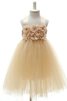 Reißverschluss A-Line Empire Taille kurzes Blumenmädchenkleid aus Tüll - 1