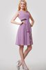 Robe demoiselle d'honneur de longueur à genou avec chiffon de col en v ligne a de lotus - 3