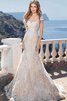 Robe de mariée romantique sexy avec manche courte decoration en fleur - 1