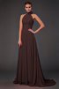 Robe demoiselle d'honneur longue fermeutre eclair a-ligne avec chiffon dénudé - 8