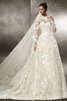 Robe de mariée de traîne mi-longue à la mode a salle intérieure de col haut modeste - 1