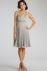 Ärmellos A-Line Chiffon Brautjungfernkleid mit Plissierungen mit V-Ausschnitt - 7