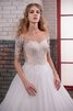 Robe de mariée plissage d'epaule ecrite appliques de mode de bal de traine réglable - 2