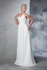Robe de mariée de col en v manche nulle a-ligne ruché en chiffon - 5