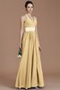 Robe demoiselle d'honneur naturel a-ligne avec ruban dénudé ceinture - 17