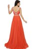 Vestido de Dama de Honor de Hasta el suelo de Manga tapada de Plisado de Natural - 2