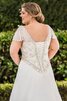 Robe de mariée naturel de traîne courte avec perle ligne a avec lacets - 2