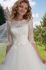 Sweep train Duchesse-Linie Spitze Boot-Ausschnitt romantisches Brautkleid mit Applike - 3
