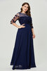3 /4 Länge Ärmeln Wunderbar Sittsames Bodenlanges Luxus Abendkleid - 7