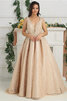 Robe de bal a-ligne en tulle voyant manche nulle luxueux - 3