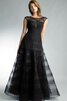 Robe de bal naturel jusqu'au sol col ras du cou appliques a-ligne - 4