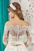 Spitze halbe Ärmeln A-Line bodenlanges Brautkleid mit Applikation mit Schmetterlingsknoten - 3