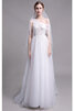 Robe de mariée en satin silhouette asymétrique gracieux modeste longue - 1