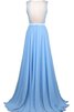 Abito da Damigella con Piega Cerniera Naturale in Chiffon in pizzo A-Line - 3