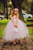 Robe de cortège enfant plissé longueur à cheville en tulle avec sans manches avec ruban - 3