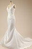 Robe de mariée avec perle décolleté dans le dos de sirène en satin de col en v - 1