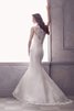 Robe de mariée distinguee avec gaze avec perle de traîne courte manche nulle - 2