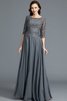 Ärmelloses Schaufel-Ausschnitt Chiffon A Linie Bodenlanges Brautmutterkleid - 3