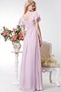 Robe demoiselle d'honneur facile longueru au niveau de sol en chiffon ruché de col en v - 3