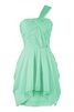 Robe demoiselle d'honneur naturel ruché avec sans manches d'épaule asymétrique avec zip - 1