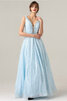 Robe de bal a-ligne en tulle voyant manche nulle luxueux - 1