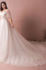 Robe de mariée appliques en dentelle avec perle manche nulle élégant - 3