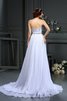Robe de mariée naturel avec perle de traîne moyenne en chiffon de princesse - 2