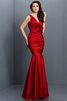 Vestido de Dama de Honor en Tafetán de Flores de Escote en V de Largo - 23