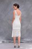 Sencillo Vestido de Novia de Hasta la Tibia de Sin mangas de Escote en V de Encaje Adorno - 2