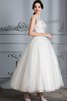 Duchesse-Linie Schaufel-Ausschnitt Seeküste Tüll Wadenlanges Brautkleid - 5