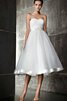 Abito da Sposa con Nastro con Increspato A-Line in Raso Cuore Sotto Ginocchio - 1