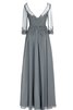 A linie 3 /4 länge Ärmeln V-Ausschnitt Ärmellos Perlenbesetztes legeres Brautmutterkleid - 2