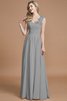 Robe demoiselle d'honneur naturel jusqu'au sol avec chiffon manche nulle a-ligne - 32