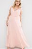 Robe demoiselle d'honneur facile classique en chiffon de col en v avec manche courte - 3