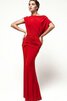 Enges kurze Ärmeln tiefe Taile hoher Kragen rückenfreies bodenlanges Brautmutterkleid - 1