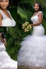 Wunderschönen Romantisches Pompöse Brautkleid aus Organza mit V-Ausschnitt - 3