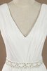 Abito da Sposa Spazzola Treno V-Scollo con Spacco Davanti A-Line Semplice in Chiffon - 2