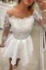 Funkelnd Prinzessin Chiffon Kurzes Abiballkleid mit Langen Ärmeln - 1