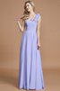 Robe demoiselle d'honneur naturel jusqu'au sol avec chiffon manche nulle a-ligne - 21