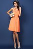 Natürliche Taile Chiffon Nackenband A-Line Kurzes Brautjungfernkleid - 19