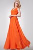 Plissiertes A-Line langes prächtiges Brautjungfernkleid aus Chiffon mit Rüschen - 2