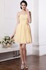 Chiffon Drapiertes Ärmelloses Mini Brautjungfernkleid mit Herz-Ausschnitt - 7