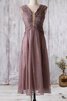 Moderno Vestido de Dama de Honor de Corte-A de Hasta el Tobillo de Abalorio - 1
