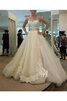 Ärmellos Reißverschluss klassisches stilvolles Brautkleid mit Bordüre mit Applike - 1