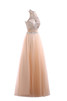 Robe de soirée brillant manche nulle en tulle en satin tissé élastique elevé - 4