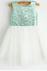 Ärmelloses Paillettenbesetztes Tüll Blumenmädchenkleid mit Reißverschluss aus Paillette - 2