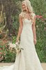 Abito da Sposa Sirena Spazzola Treno Naturale V-Scollo in Pizzo - 1