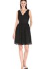 Robe demoiselle d'honneur naturel courte fermeutre eclair poches avec chiffon - 1